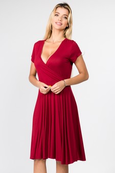 Women's V-Neck Surplice Casual Swing Dress style 2