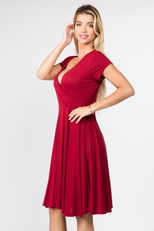 Women's V-Neck Surplice Casual Swing Dress style 3