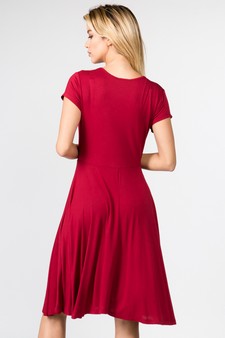 Women's V-Neck Surplice Casual Swing Dress style 4