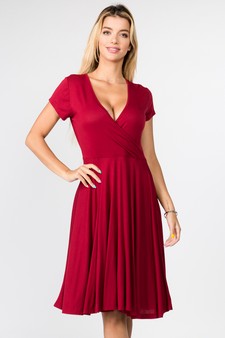 Women's V-Neck Surplice Casual Swing Dress