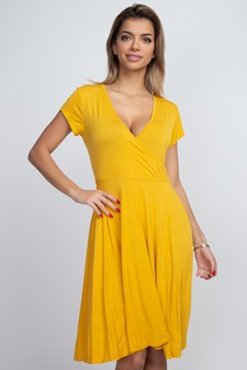 Women's V-Neck Surplice Casual Swing Dress style 2