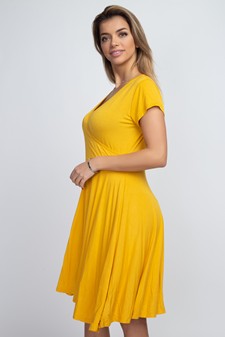 Women's V-Neck Surplice Casual Swing Dress style 3