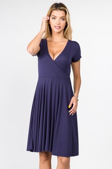 Women's V-Neck Surplice Casual Swing Dress style 2