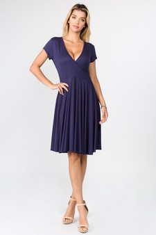 Women's V-Neck Surplice Casual Swing Dress style 5