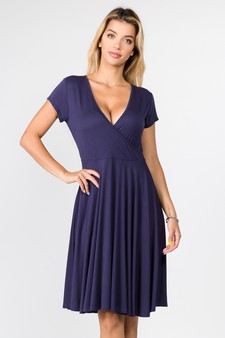 Women's V-Neck Surplice Casual Swing Dress
