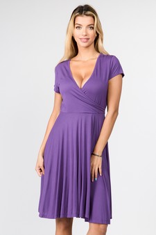 Women's V-Neck Surplice Casual Swing Dress