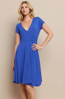 Women's V-Neck Surplice Casual Swing Dress style 4