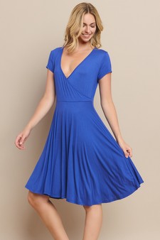 Women's V-Neck Surplice Casual Swing Dress