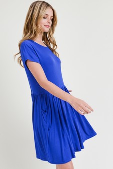 Women's Short Sleeve Babydoll Dress with Pockets style 3