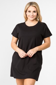 Women's Short Sleeve Cut Out Back Dress with Pockets