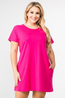 Women's Short Sleeve Cut Out Back Dress with Pockets