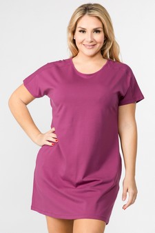 Women's Short Sleeve Cut Out Back Dress with Pockets