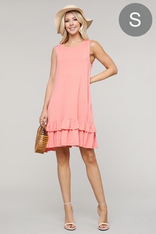 Women's Sleeveless Ruffle Dress with Pockets (Small only)