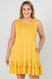 Women's Sleeveless Ruffle Dress with Pockets