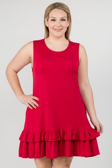 Women's Sleeveless Ruffle Dress with Pockets