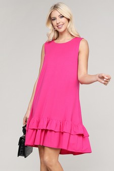 Women's Sleeveless Ruffle Dress with Pockets