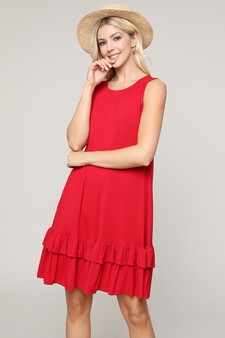 Women's Sleeveless Ruffle Dress with Pockets