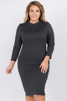 Women's Mock Neck Midi Bodycon Dress