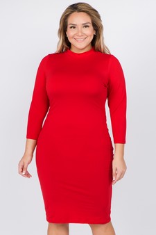 Women's Mock Neck Midi Bodycon Dress