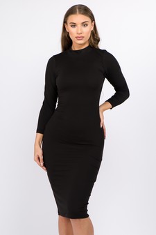 Women's Mock Neck Midi Bodycon Dress