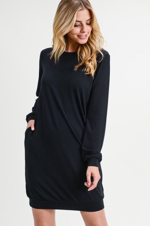 Women's Long Sleeve Pullover Sweatshirt Dress - Wholesale - Yelete.com