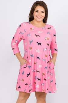 Women's Novelty Dog Print A-Line Dress