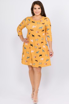 Women's Novelty Dog Print A-Line Dress style 4
