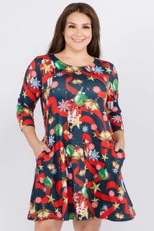 Women's Nutcracker Christmas Print A-Line Dress