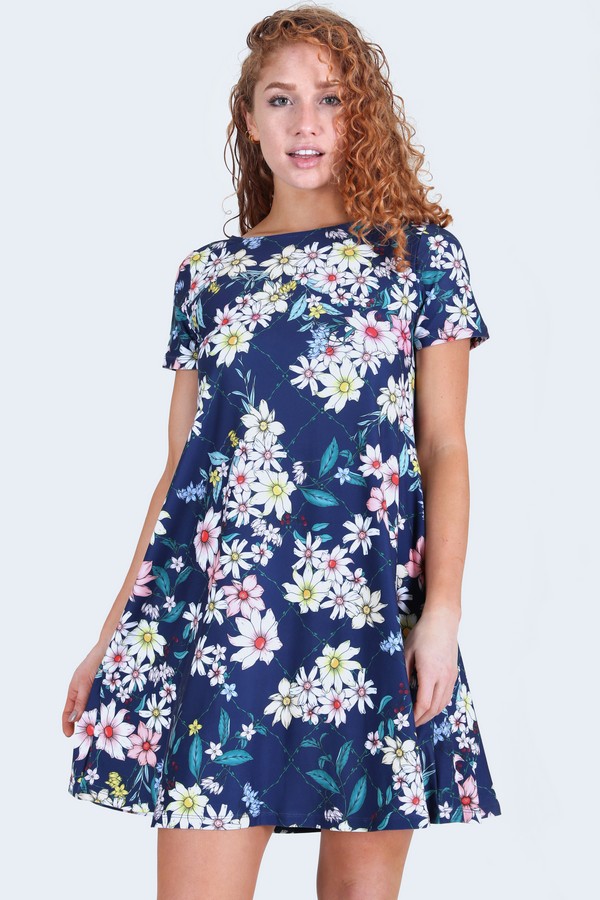 Women's Daisy Floral Dress with Pockets - Wholesale - Yelete.com