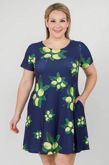 Women's Lots of Lemon Print Dress with Pockets