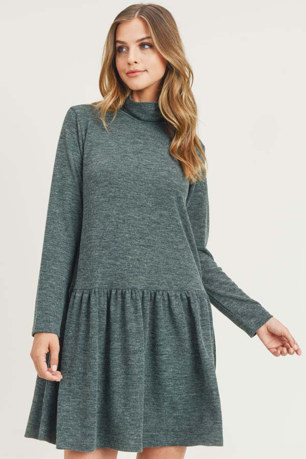 Women's Turtleneck Peplum Hem Sweater Dress - Wholesale - Yelete.com