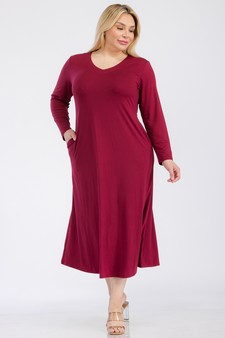 Women's V-Neck Maxi Dress with Pockets