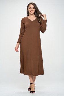 Women's V-Neck Maxi Dress with Pockets