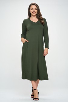 Women's V-Neck Maxi Dress with Pockets