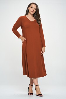 Women's V-Neck Maxi Dress with Pockets