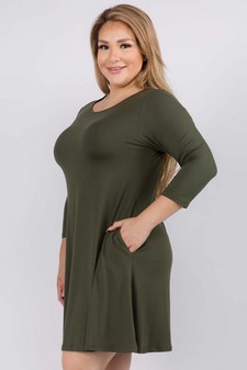 Women's Three-Quarter Sleeve Swing Dress style 2