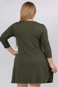 Women's Three-Quarter Sleeve Swing Dress style 3