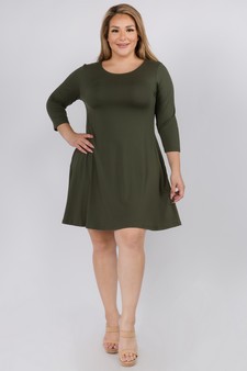 Women's Three-Quarter Sleeve Swing Dress style 4