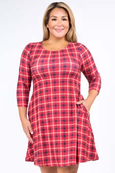 Women's Plaid A-Line Swing Dress