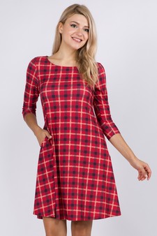 Women's Plaid A-Line Swing Dress