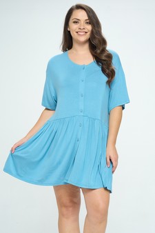 Women’s Stop and Flare Short Sleeved Button Dress