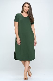 Women's Casual Curved Hem Midi Dress with Pockets style 5