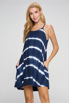 Women's Strappy Tie Dye Swing Dress with Pockets style 4
