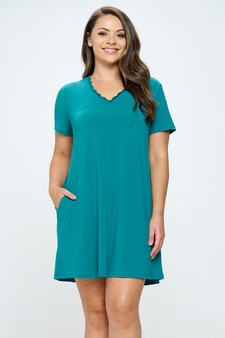 Women’s Lace Neckline Detail T-Shirt Dress