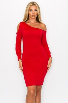 Women’s Half Heart Asymmetric Long Sleeve Mini Dress