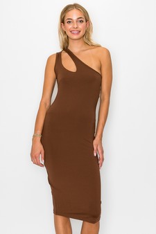 Women’s Single Shoulder Draped Midi Dress