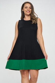 Women’s Sleeveless Dress w/ Colorblock Trim