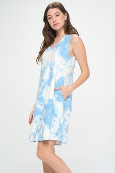 Women’s Fit and Flare V-Neck Tie Dye Dress style 2