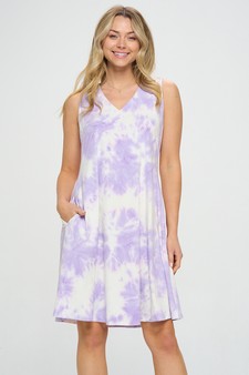 Women’s Fit and Flare V-Neck Tie Dye Dress