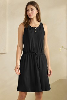 ETA 05/07/26- French Terry Button Accent Drawstring Dress with Pockets style 4